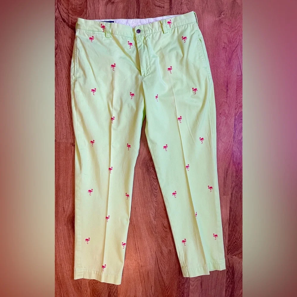 Polo by Ralph Lauren Men's Lime Flamingo Chinos 38x32 - Picture 2 of 5
